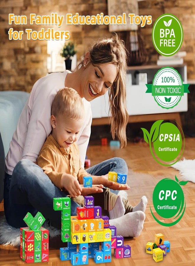 Caferria Magnetic Blocks for Toddlers 1-3, 1.4 inch Large Building Blocks Number ABC Learning Toys for 1 2 3 4 5+ Year Old Boys Girls Educational Montessori Toys for Preschool Activities 36PCS STEM Magnet Cube - Image 4